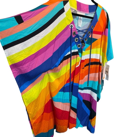 La Blanca Women's Sunscape Lace-Up Tunic Swim Cover-Up Multicolor Large New - Picture 3 of 8